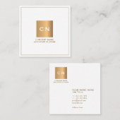 最小主義の粋な金ゴールドの正方形の白い名刺 スクエア名刺 (正面/裏面)