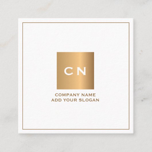 最小主義の粋な金ゴールドの正方形の白い名刺 スクエア名刺 (正面)
