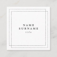 最小主義の粋な銀製の正方形の名刺