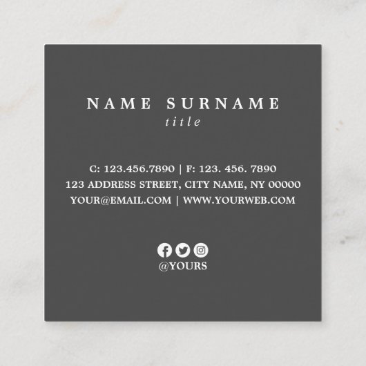 最小主義の粋な銀製の正方形の名刺 スクエア名刺 (裏面)