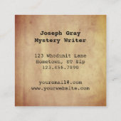 最小主義の素朴なペーパー作家の作家 スクエア名刺 (裏面)