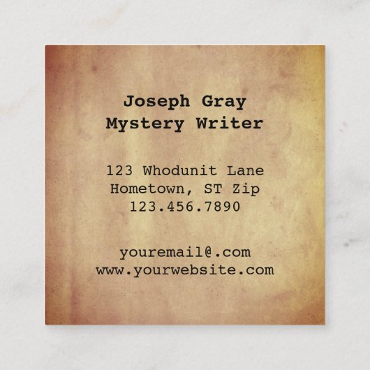 最小主義の素朴なペーパー作家の作家 スクエア名刺 (裏面)