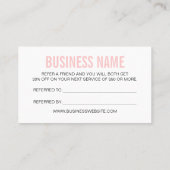 最小主義の紹介のピンクのモダンな名刺 名刺 (裏面)