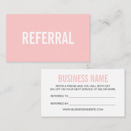 最小主義の紹介のピンクのモダンな名刺 名刺 (正面/裏面)