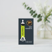 最小主義の緑の絵筆の白い家の絵画 名刺 (スタンド正面)