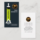 最小主義の緑の絵筆の白い家の絵画 名刺 (正面/裏面)