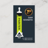 最小主義の緑の絵筆の白い家の絵画 名刺 (正面)