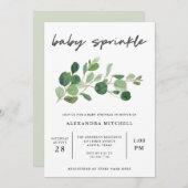 最小主義の緑の草木|のベビーは振りかけます 招待状 (正面/裏面)