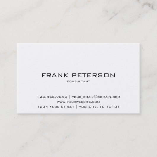 最小主義の織り目加工の反対の白黒のコンサルタント 名刺 (正面)