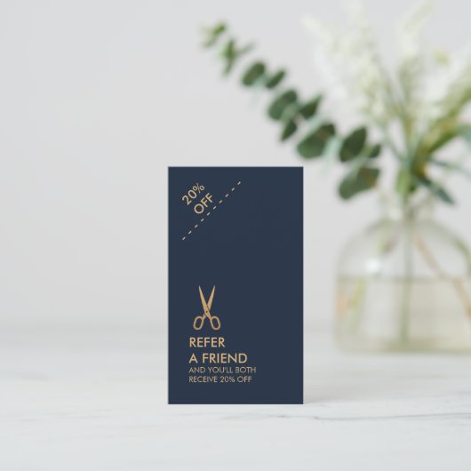 最小主義の美容師の縦の紹介カード 名刺 (スタンド正面)