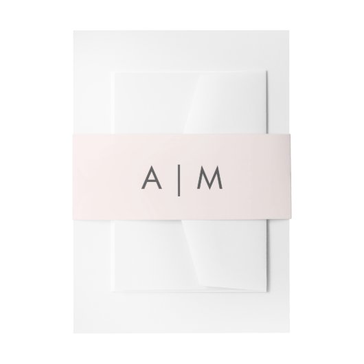 最小主義の群葉|の赤面のピンクの結婚式のモノグラム 招待状ベリーバンド (正面例)