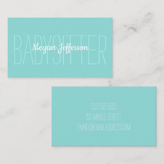最小主義の薄緑のベビーシッターの育児のシンプル 名刺 (正面/裏面)