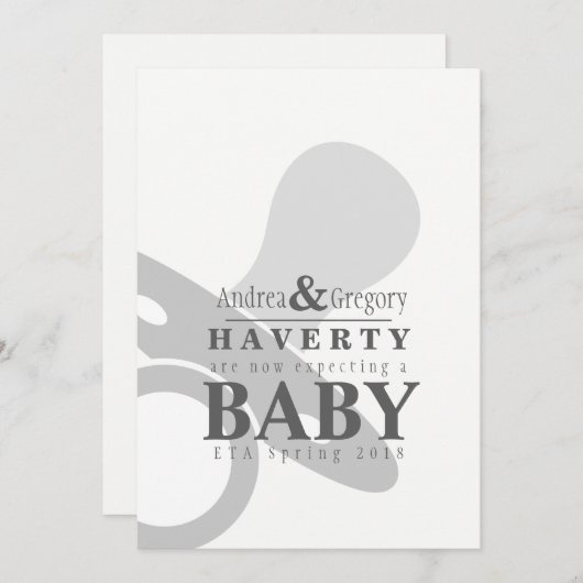 最小主義の調停者のシンプルな妊娠の発表 案内状 (正面/裏面)