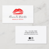 最小主義の赤い唇のメーキャップアーティスト 名刺 (正面/裏面)