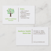 最小主義の造園は緑の木の葉を整備します 名刺 (正面/裏面)