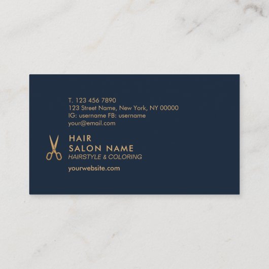 最小主義の金ゴールドのはさみの美容師のロイヤリティカード 名刺 (裏面)