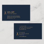 最小主義の金ゴールドのはさみの美容師の割引 名刺 (正面/裏面)