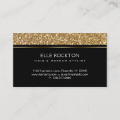 最小主義の金ゴールドのグリッターの《写真》ぼけ味ライトフレームの黒 名刺 (裏面)