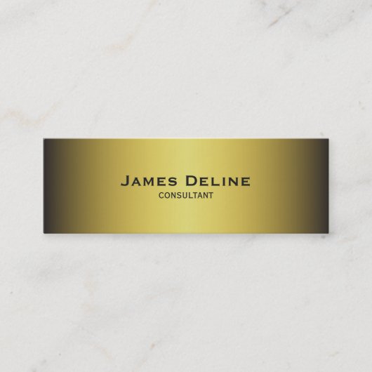 最小主義の金ゴールドのコンサルタントの名刺 スキニー名刺 (正面)