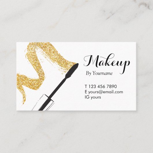 最小主義の金ゴールドのブラシのメーキャップアーティストの名刺 名刺 (正面)