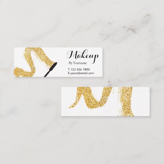 最小主義の金ゴールドのメーキャップアーティストの小型名刺 スキニー名刺 (正面/裏面)