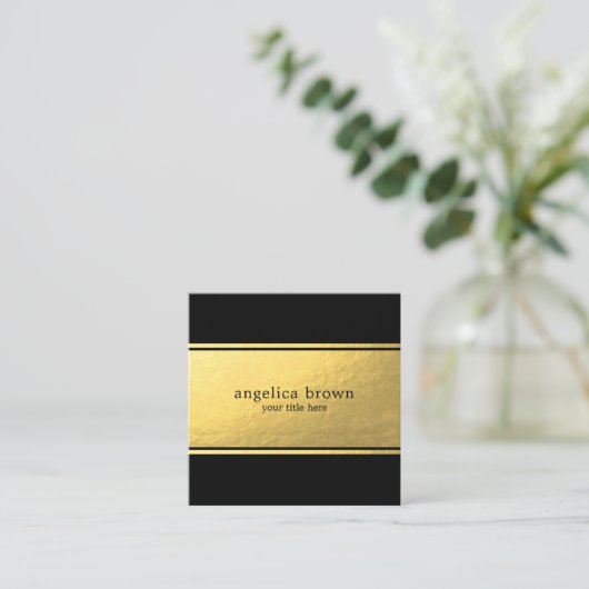 最小主義の金ゴールドホイルの正方形の名刺 スクエア名刺 (スタンド正面)