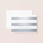 最小主義の銀のストライプは感謝していしています 箔カード (封筒付き正面)
