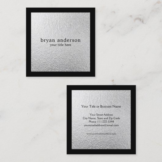 最小主義の銀ぱくの正方形の名刺 スクエア名刺 (正面/裏面)