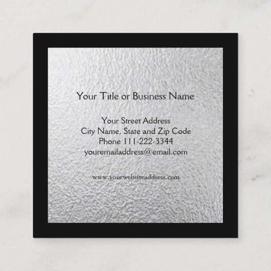 最小主義の銀ぱくの正方形の名刺 スクエア名刺 (裏面)