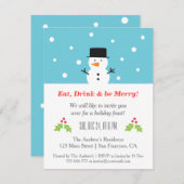 最小主義の雪だるまのクリスマスのパーティの招待状 招待状 (正面/裏面)