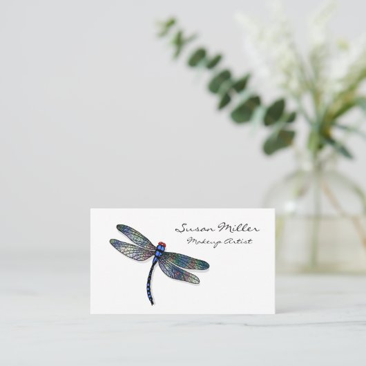 最小主義の青いトンボのアポイントメントカード 予約カード (スタンド正面)