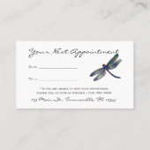 最小主義の青いトンボのアポイントメントカード 予約カード (裏面)