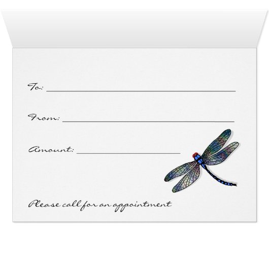 最小主義の青いトンボのギフト券 (内部横(下))