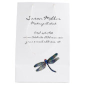 最小主義の青いトンボ ミディアムペーパーバッグ (裏面)