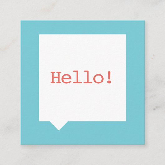 最小主義の青いSpeechBubbleの名刺 スクエア名刺 (正面)
