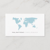 最小主義の青く白い旅行ブロガーの名刺 名刺 (正面)