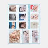 最小主義の青色児の最初年の写真 フリースブランケット (正面)