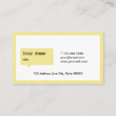 最小主義の黄色いスピーチの泡名刺 名刺 (裏面)