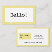 最小主義の黄色いスピーチの泡名刺 名刺 (正面/裏面)
