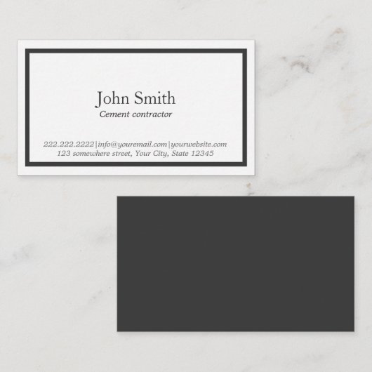 最小主義の黒いボーダーセメントの建築業者 名刺 (正面/裏面)