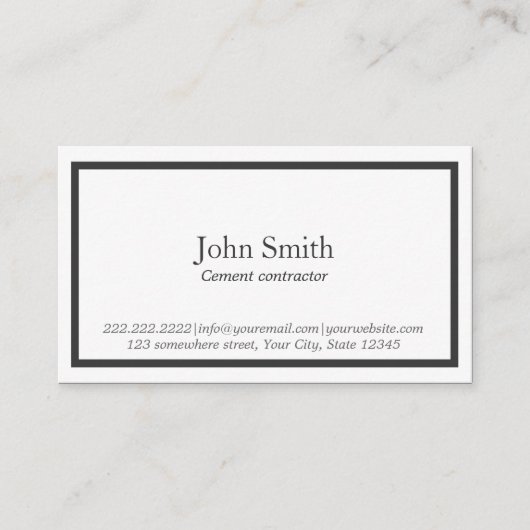 最小主義の黒いボーダーセメントの建築業者 名刺 (正面)