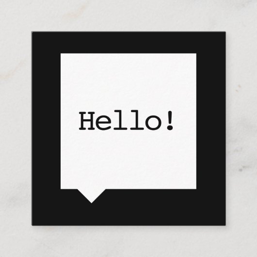 最小主義の黒いSpeechBubbleの正方形の名刺 スクエア名刺 (正面)