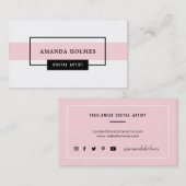 最小主義の黒くか白またはピンク 名刺 (正面/裏面)