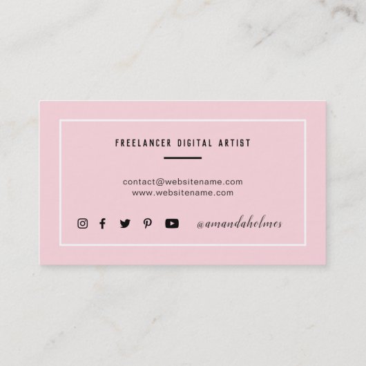 最小主義の黒くか白またはピンク 名刺 (裏面)