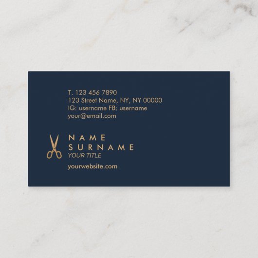 最小主義のGoldScissorsの美容師の名刺 名刺 (裏面)