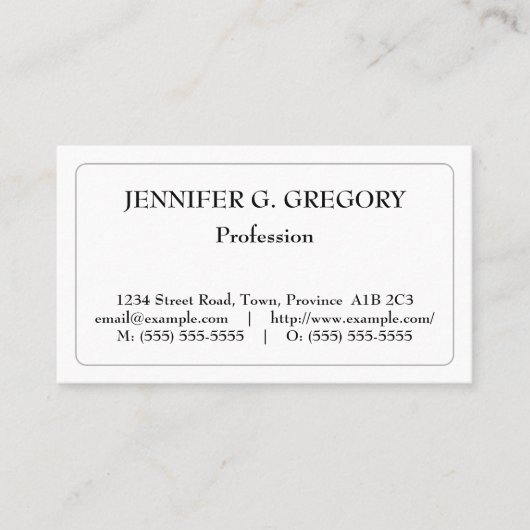 最小主義及び明白な専門の名刺 名刺 (正面)