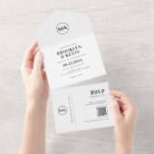 最小予算白黒QRコード |写真 オールインワン招待状 (貼ってはがせる)