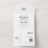 最小予算白黒QRコード |写真 オールインワン招待状 (内側)