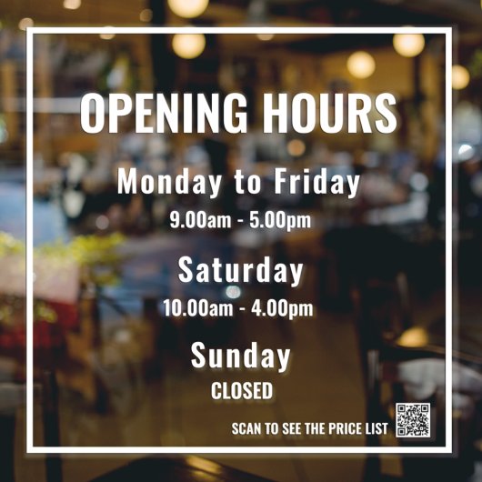 最小営業時間 白 ウィンドウシール ウィンドウサイン