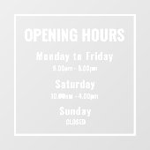 最小営業時間 白 ウィンドウシール ウィンドウサイン (シート)